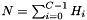 $N = \sum_{i = 0}^{C-1}{H_i}$