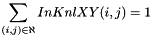 \[ \sum_{(i, j) \in \aleph}{InKnlXY(i, j)} = 1\]