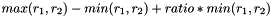 $max(r_1, r_2)-min(r_1, r_2) + ratio*min(r_1, r_2)$