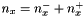$n_{x}=n^{-}_{x}+n^{+}_{x}$