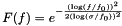 \[ F(f) = e^{-\frac{ \left( \log \left( f / f_0 \right) \right)^2}{2 \left( \log \left( \sigma / f_0 \right) \right)^2}} \]