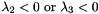 $\lambda_2 < 0 \text{ or } \lambda_3 < 0$