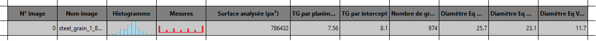 MetalloBox Grain Sizing resultat