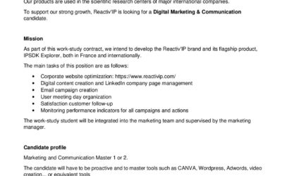 Digital Marketing & Communication Work-Study job offer